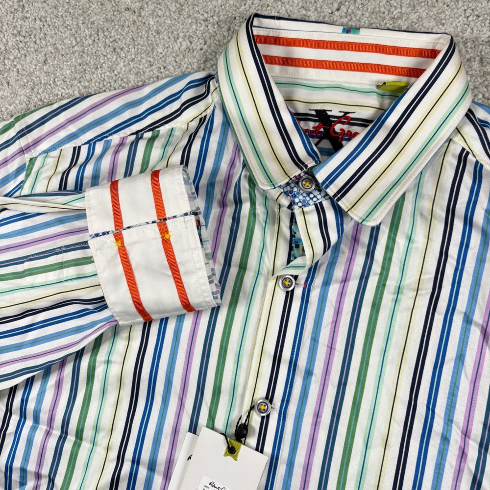 NEW Robert Graham Button Down Shirt Mens Large Multi Color Mirto Tailored
